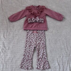Nicole Miller baby girl matching sweater and bellbottoms